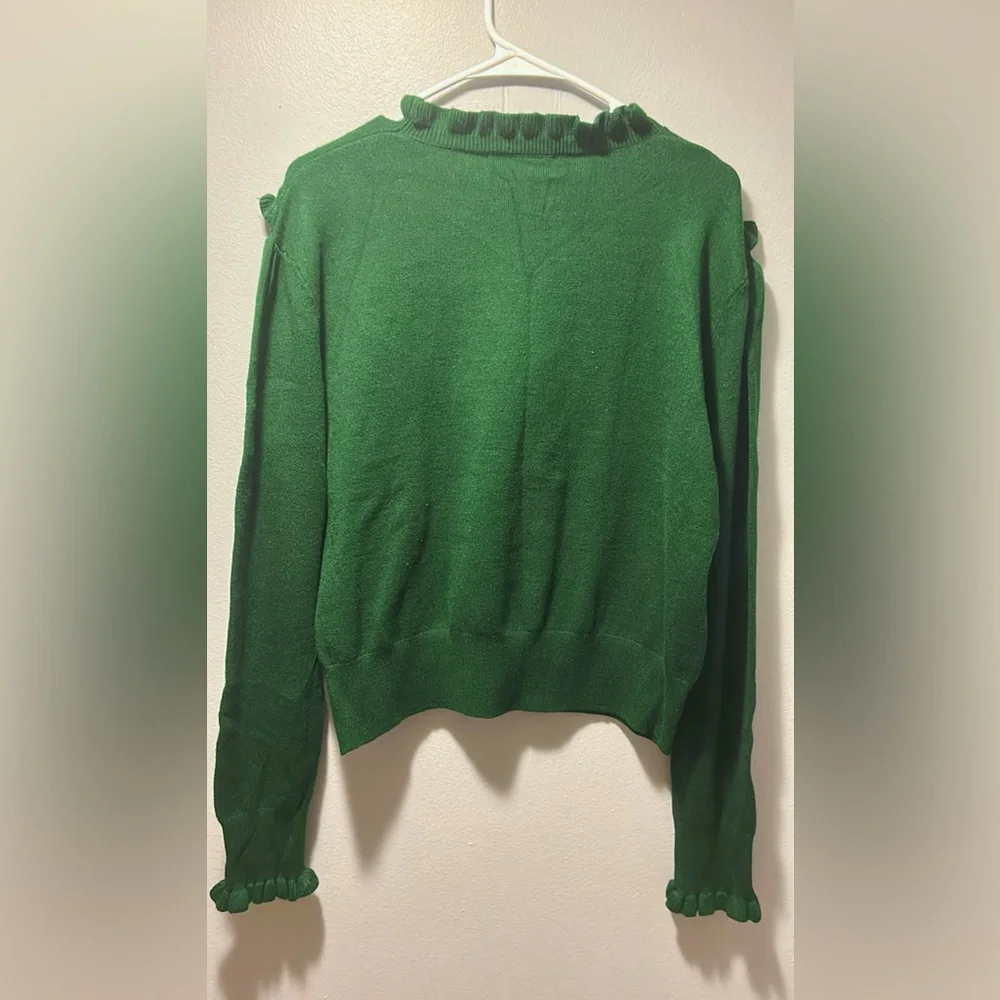 Green Ruffle Sweater - Picture 2 of 8